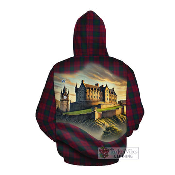 Lindsay Tartan Family Crest Cotton Hoodie with Scottish Ancient Castle Style