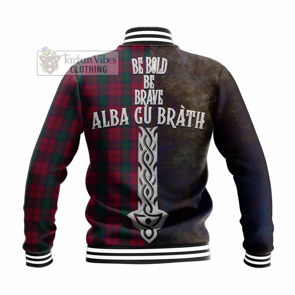 Tartan Vibes Clothing Lindsay Tartan Family Crest Baseball Jacket Alba Gu Brath Be Brave Lion Ancient Style
