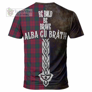 Tartan Vibes Clothing Lindsay Tartan Family Crest T-Shirt Alba Gu Brath Be Brave Lion Ancient Style