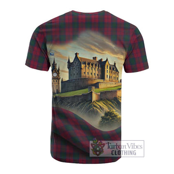Tartan Vibes Clothing Lindsay Tartan Family Crest Cotton T-shirt with Scottish Ancient Castle Style