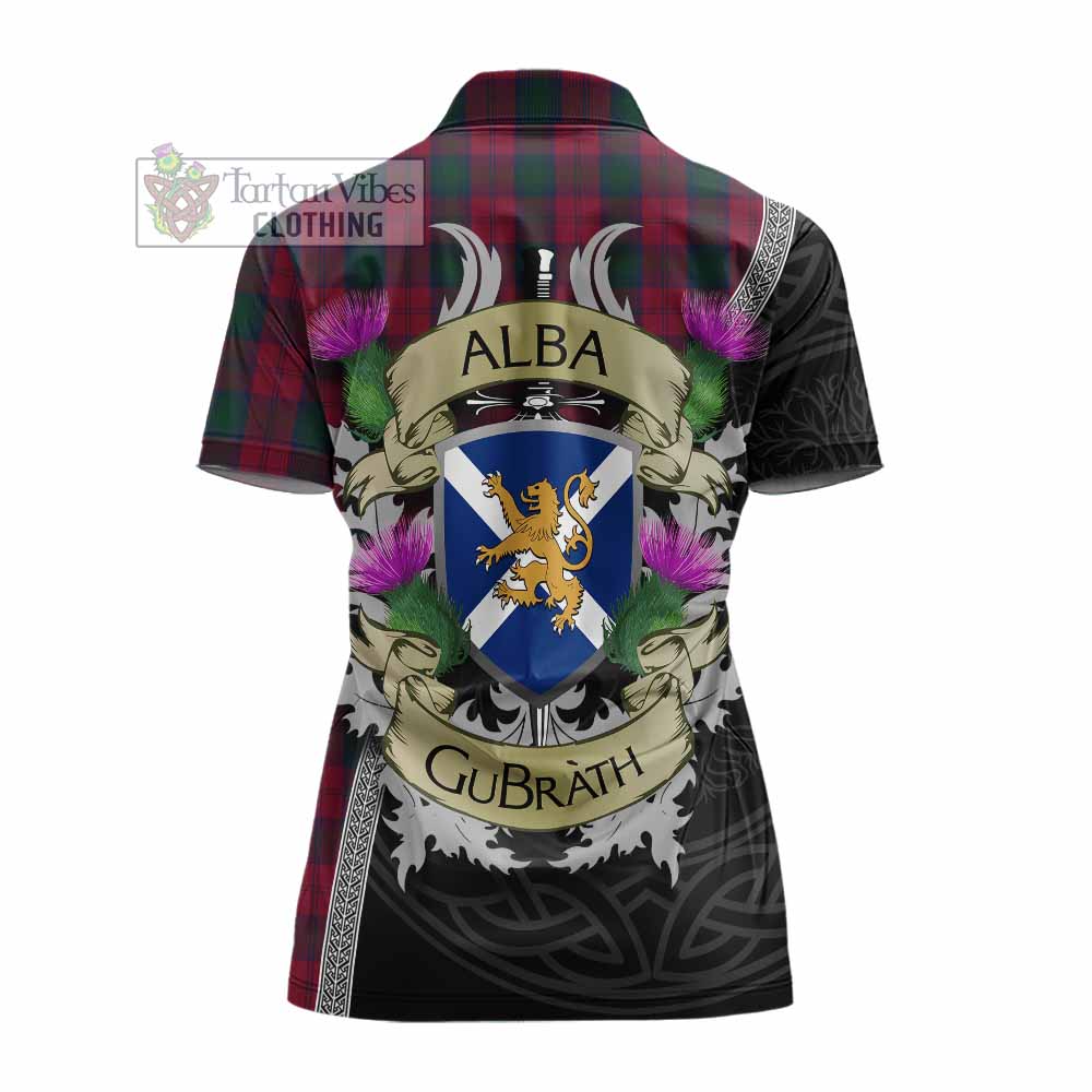 Tartan Vibes Clothing Lindsay Tartan Family Crest Women's Polo Shirt Lion Rampant Royal Thistle Shield Celtic Inspired