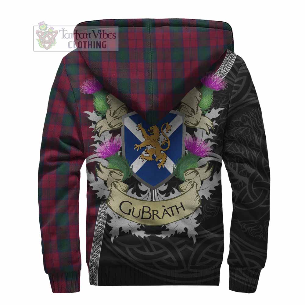 Tartan Vibes Clothing Lindsay Tartan Family Crest Sherpa Hoodie Lion Rampant Royal Thistle Shield Celtic Inspired