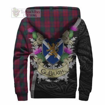 Lindsay Tartan Family Crest Sherpa Hoodie Lion Rampant Royal Thistle Shield Celtic Inspired
