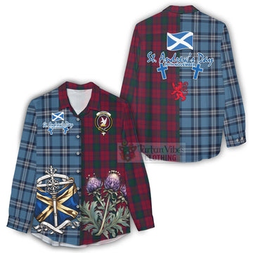 Tartan Vibes Clothing Lindsay Tartan Women's Casual Shirt Happy St. Andrew's Day Half Tartan Style