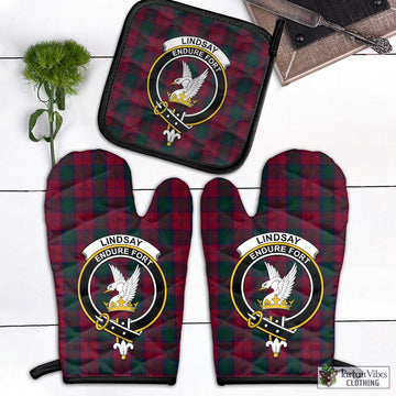 Lindsay Tartan Combo Oven Mitt & Pot-Holder with Family Crest Combo 1 Oven Mitt & 1 Pot-Holder Black - Tartan Vibes Clothing