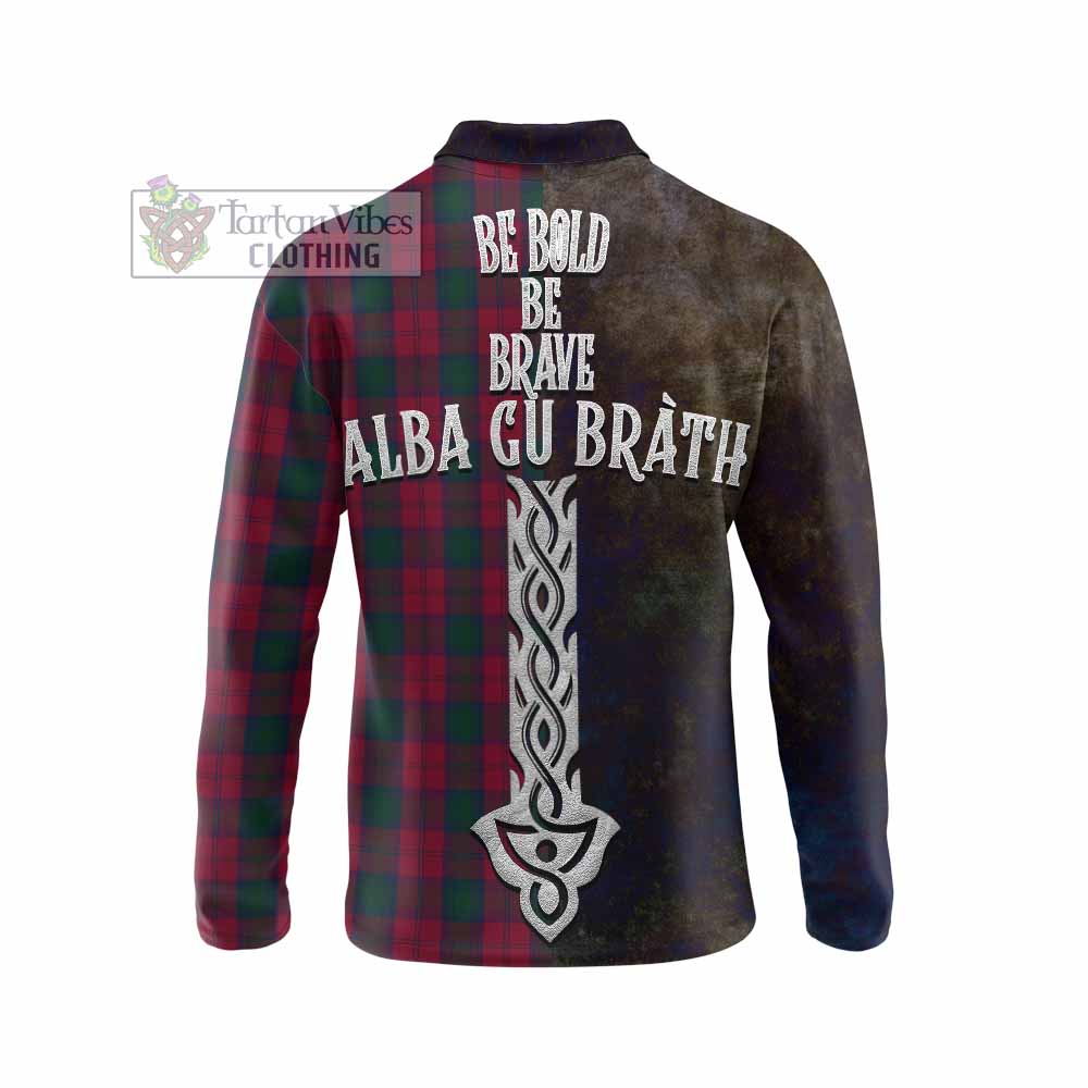 Tartan Vibes Clothing Lindsay Tartan Family Crest Long Sleeve Polo Shirt Alba Gu Brath Be Brave Lion Ancient Style