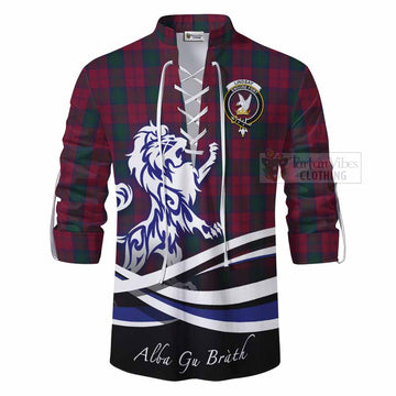 Tartan Vibes Clothing Lindsay Tartan Ghillie Kilt Shirt with Alba Gu Brath Regal Lion Emblem