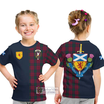 Tartan Vibes Clothing Lindsay Tartan Kid T-Shirt with Scottish Lion Royal Arm Half Style