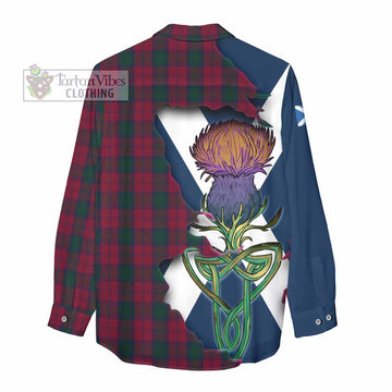 Tartan Vibes Clothing Lindsay Tartan Family Crest Women's Casual Shirt Scottish Thistle Celtic Inspired