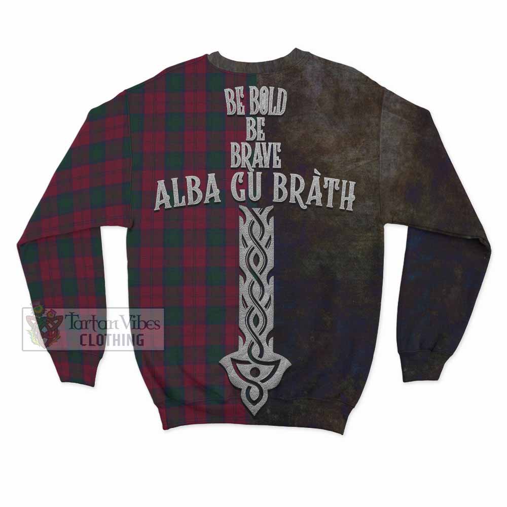 Tartan Vibes Clothing Lindsay Tartan Family Crest Sweatshirt Alba Gu Brath Be Brave Lion Ancient Style