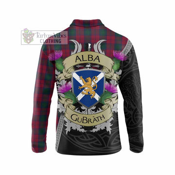 Tartan Vibes Clothing Lindsay Tartan Family Crest Long Sleeve Polo Shirt Lion Rampant Royal Thistle Shield Celtic Inspired