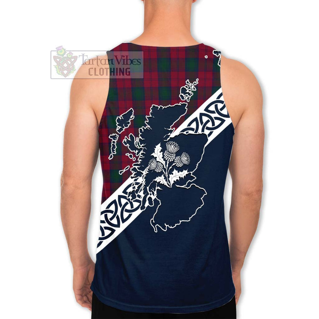 Tartan Vibes Clothing Lindsay Tartan Men's Tank Top Featuring Thistle and Scotland Map