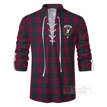 Tartan Vibes Clothing Lindsay Tartan Ghillie Kilt Shirt with Family Crest DNA In Me Style
