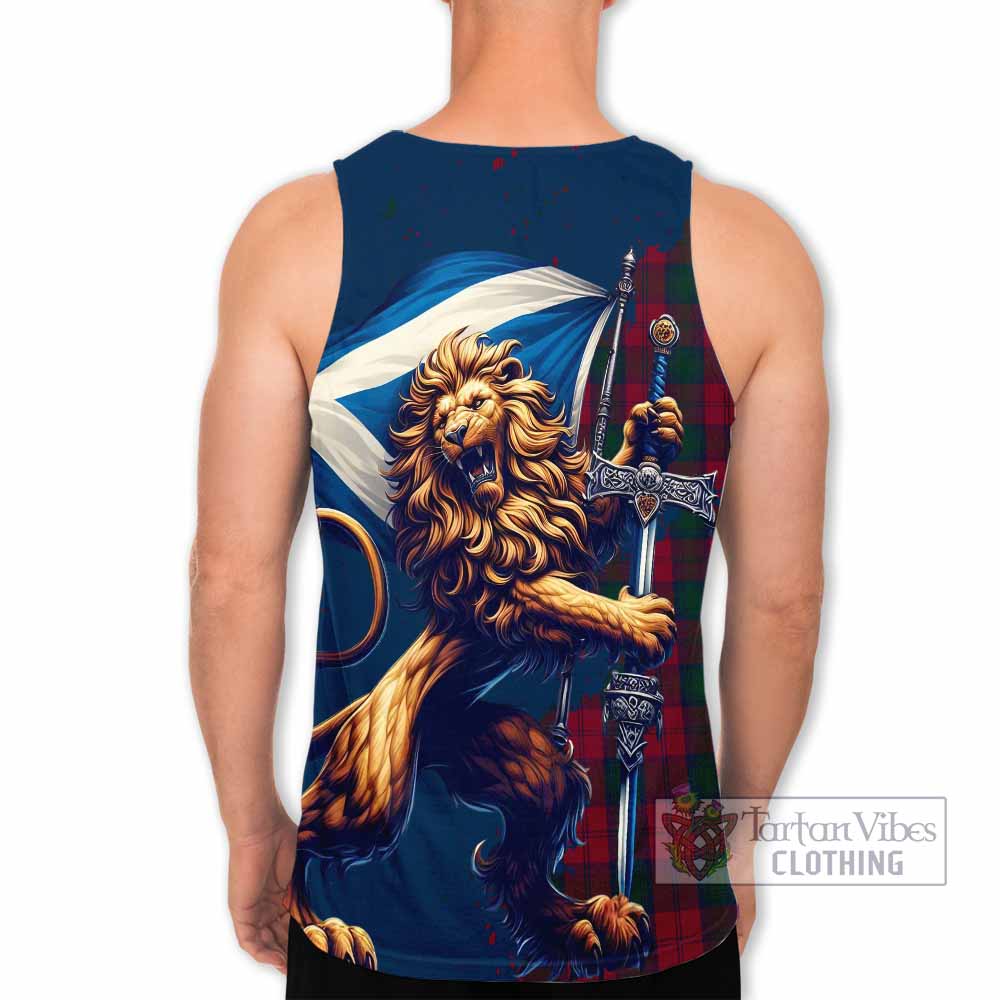 Tartan Vibes Clothing Lindsay Tartan Family Crest Men's Tank Top with Scottish Majestic Lion