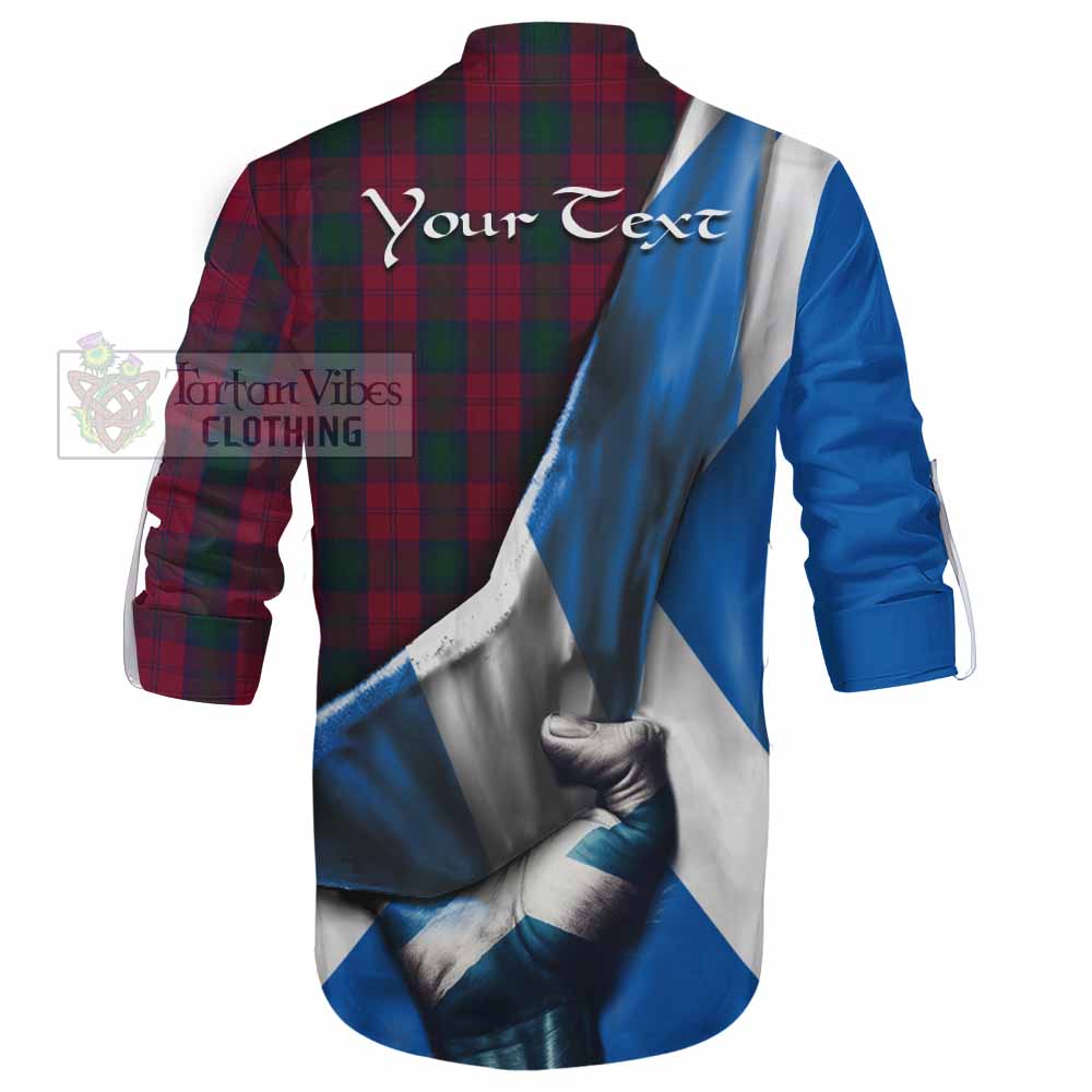 Tartan Vibes Clothing Lindsay Tartan Ghillie Kilt Shirt with Family Crest Scotland Patriotic Style