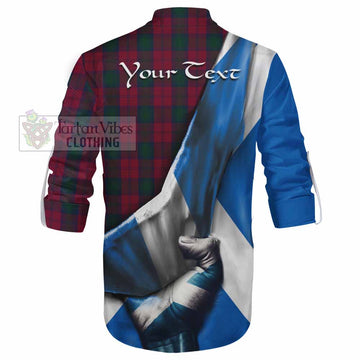 Tartan Vibes Clothing Lindsay Tartan Ghillie Kilt Shirt with Family Crest Scotland Patriotic Style