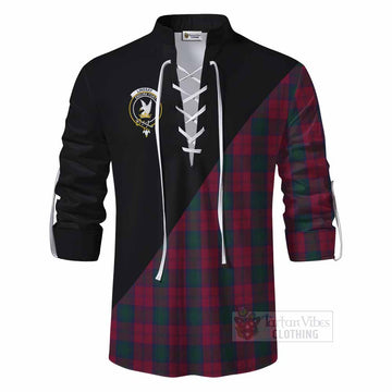 Tartan Vibes Clothing Lindsay Tartan Ghillie Kilt Shirt with Family Crest and Military Logo Style