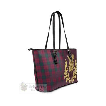 Lindsay Tartan Leather Tote Bag Gold Thistle Style