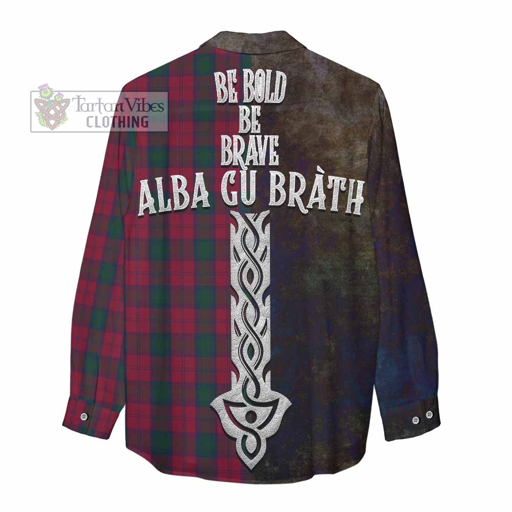 Tartan Vibes Clothing Lindsay Tartan Family Crest Women's Casual Shirt Alba Gu Brath Be Brave Lion Ancient Style