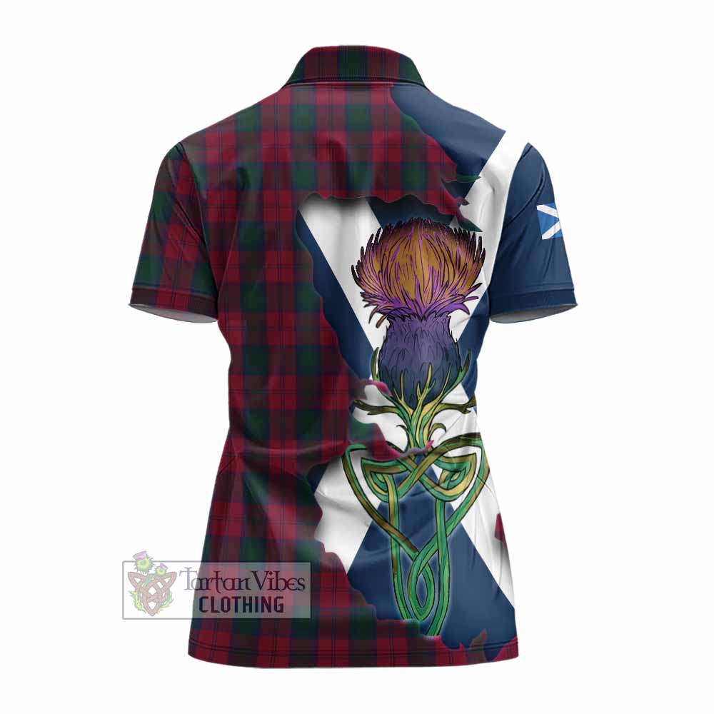 Tartan Vibes Clothing Lindsay Tartan Family Crest Women's Polo Shirt Scottish Thistle Celtic Inspired