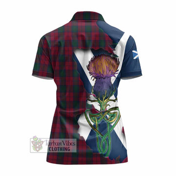 Tartan Vibes Clothing Lindsay Tartan Family Crest Women's Polo Shirt Scottish Thistle Celtic Inspired