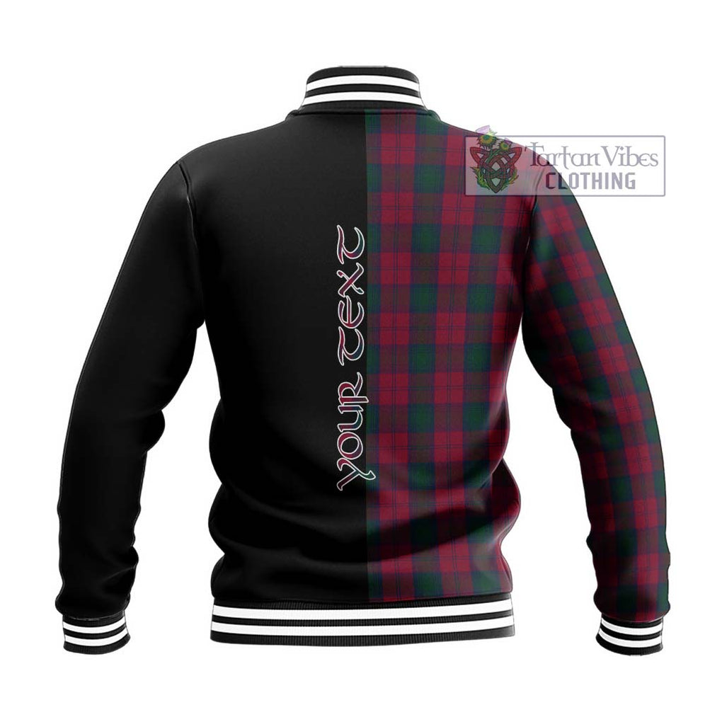 Lindsay Tartan Baseball Jacket with Family Crest and Half Of Me Style - Tartanvibesclothing Shop