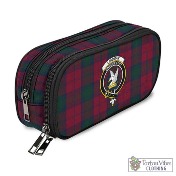 Lindsay Tartan Pen and Pencil Case with Family Crest