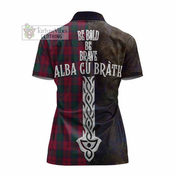 Tartan Vibes Clothing Lindsay Tartan Family Crest Women's Polo Shirt Alba Gu Brath Be Brave Lion Ancient Style
