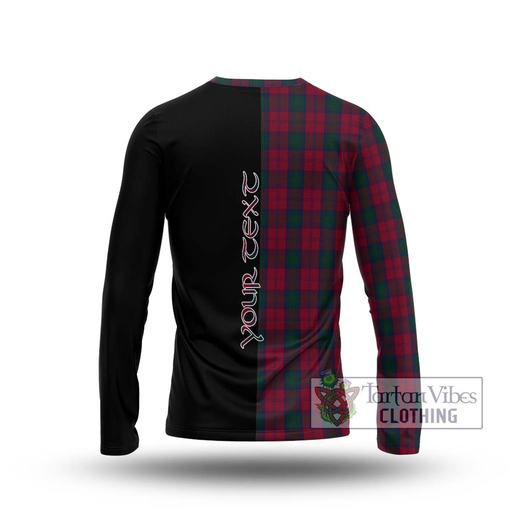 Lindsay Tartan Long Sleeve T-Shirt with Family Crest and Half Of Me Style - Tartanvibesclothing Shop