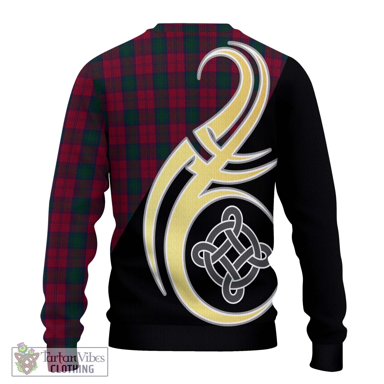 Lindsay Tartan Knitted Sweater with Family Crest and Celtic Symbol Style - Tartan Vibes Clothing