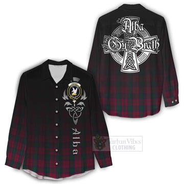 Tartan Vibes Clothing Lindsay Tartan Women's Casual Shirt Featuring Alba Gu Brath Family Crest Celtic Inspired