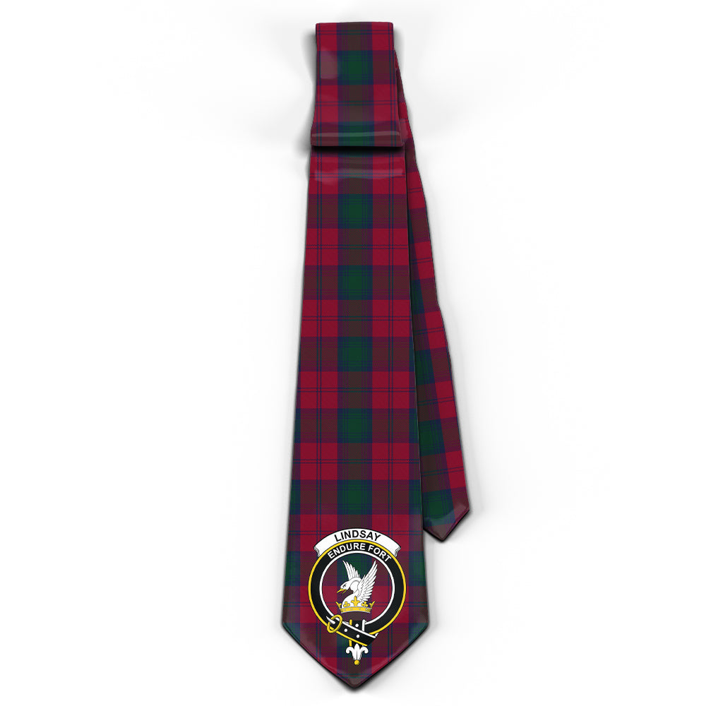 Lindsay Tartan Classic Necktie with Family Crest - Tartan Vibes Clothing