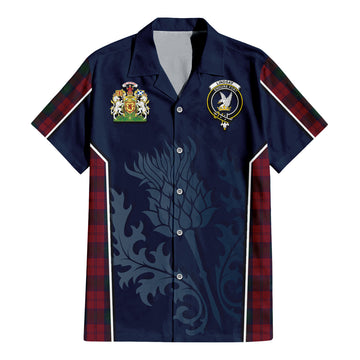 Lindsay Tartan Short Sleeve Button Up Shirt with Family Crest and Scottish Thistle Vibes Sport Style