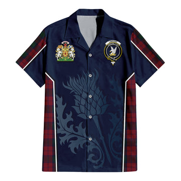 Tartan Vibes Clothing Lindsay Tartan Short Sleeve Button Up Shirt with Family Crest and Scottish Thistle Vibes Sport Style