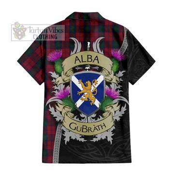 Tartan Vibes Clothing Lindsay Tartan Family Crest Short Sleeve Button Shirt Lion Rampant Royal Thistle Shield Celtic Inspired