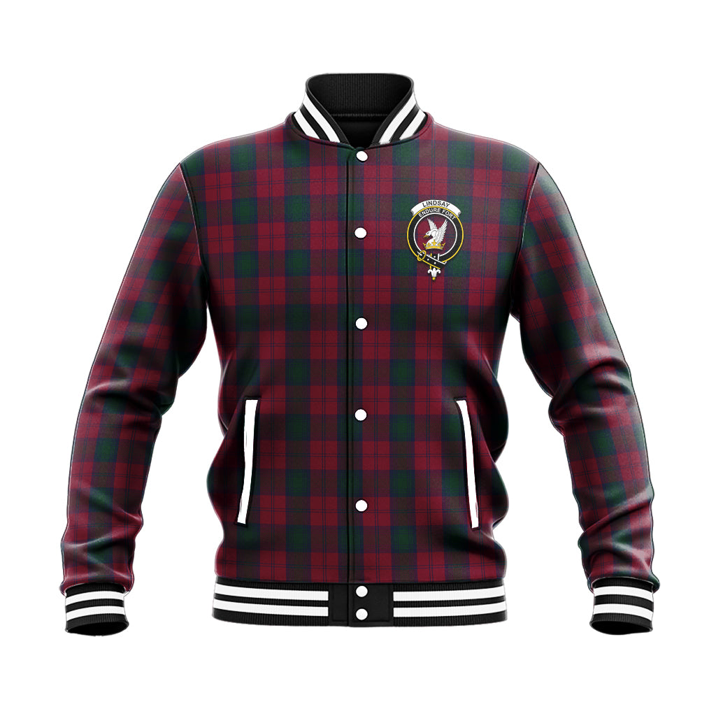 Lindsay Tartan Baseball Jacket with Family Crest - Tartan Vibes Clothing