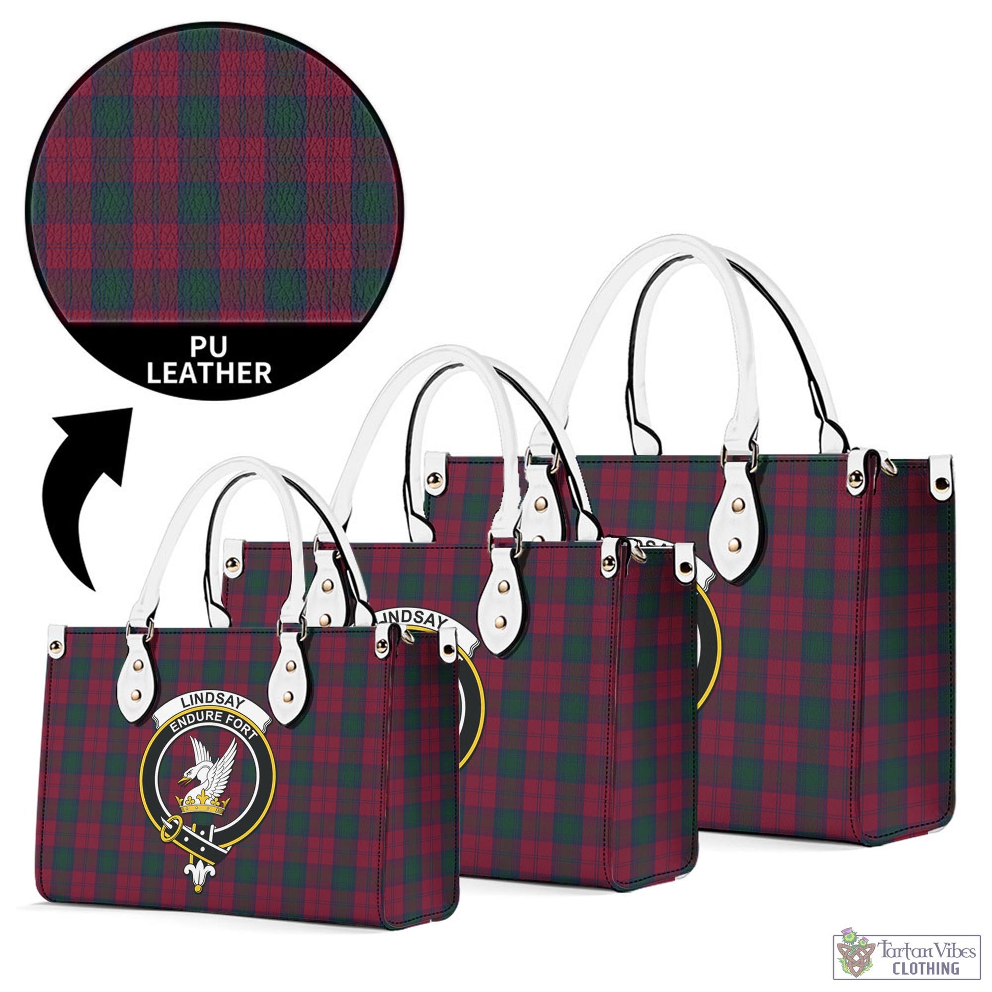 Tartan Vibes Clothing Lindsay Tartan Luxury Leather Handbags with Family Crest