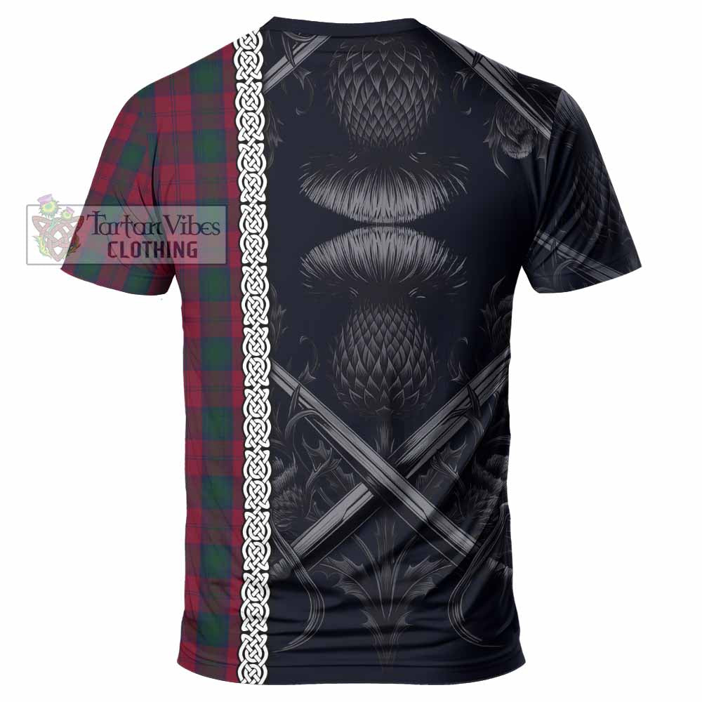 Tartan Vibes Clothing Lindsay Tartan T-Shirt with Family Crest Cross Sword Thistle Celtic Vibes