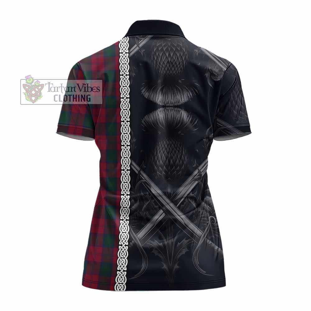 Tartan Vibes Clothing Lindsay Tartan Women's Polo Shirt with Family Crest Cross Sword Thistle Celtic Vibes