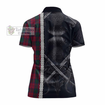 Tartan Vibes Clothing Lindsay Tartan Women's Polo Shirt with Family Crest Cross Sword Thistle Celtic Vibes