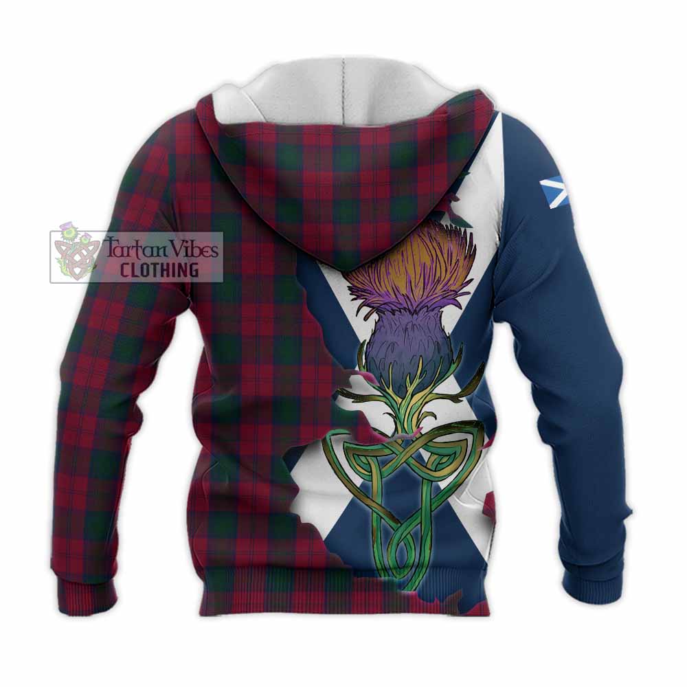 Tartan Vibes Clothing Lindsay Tartan Family Crest Knitted Hoodie Scottish Thistle Celtic Inspired