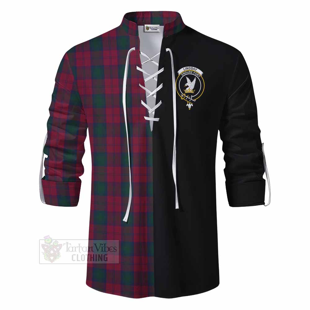 Tartan Vibes Clothing Lindsay Tartan Ghillie Kilt Shirt with Family Crest and Half Of Me Style