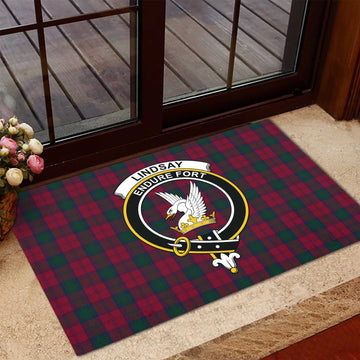 Lindsay Tartan Rubber Doormat with Family Crest