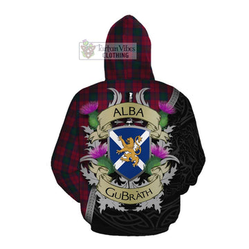 Lindsay Tartan Family Crest Cotton Hoodie Lion Rampant Royal Thistle Shield Celtic Inspired