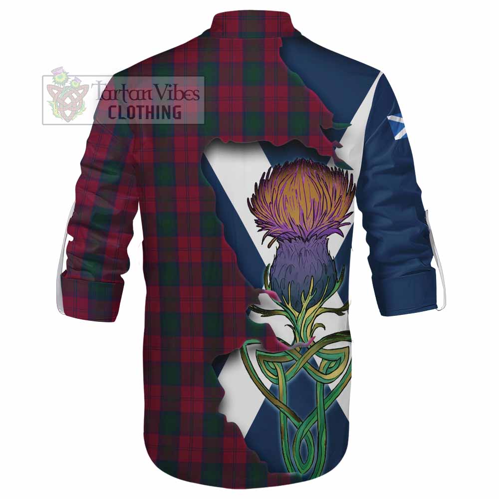 Tartan Vibes Clothing Lindsay Tartan Family Crest Ghillie Kilt Shirt Scottish Thistle Celtic Inspired