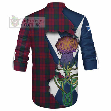Tartan Vibes Clothing Lindsay Tartan Family Crest Ghillie Kilt Shirt Scottish Thistle Celtic Inspired