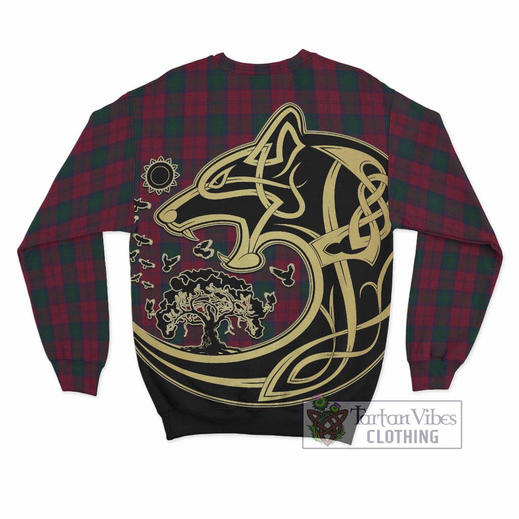 Lindsay Tartan Sweatshirt with Family Crest Celtic Wolf Style - Tartan Vibes Clothing
