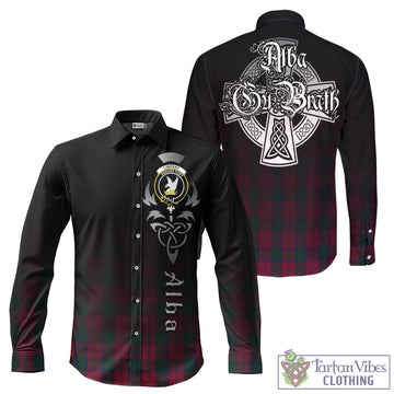 Lindsay Tartan Long Sleeve Button Up Featuring Alba Gu Brath Family Crest Celtic Inspired