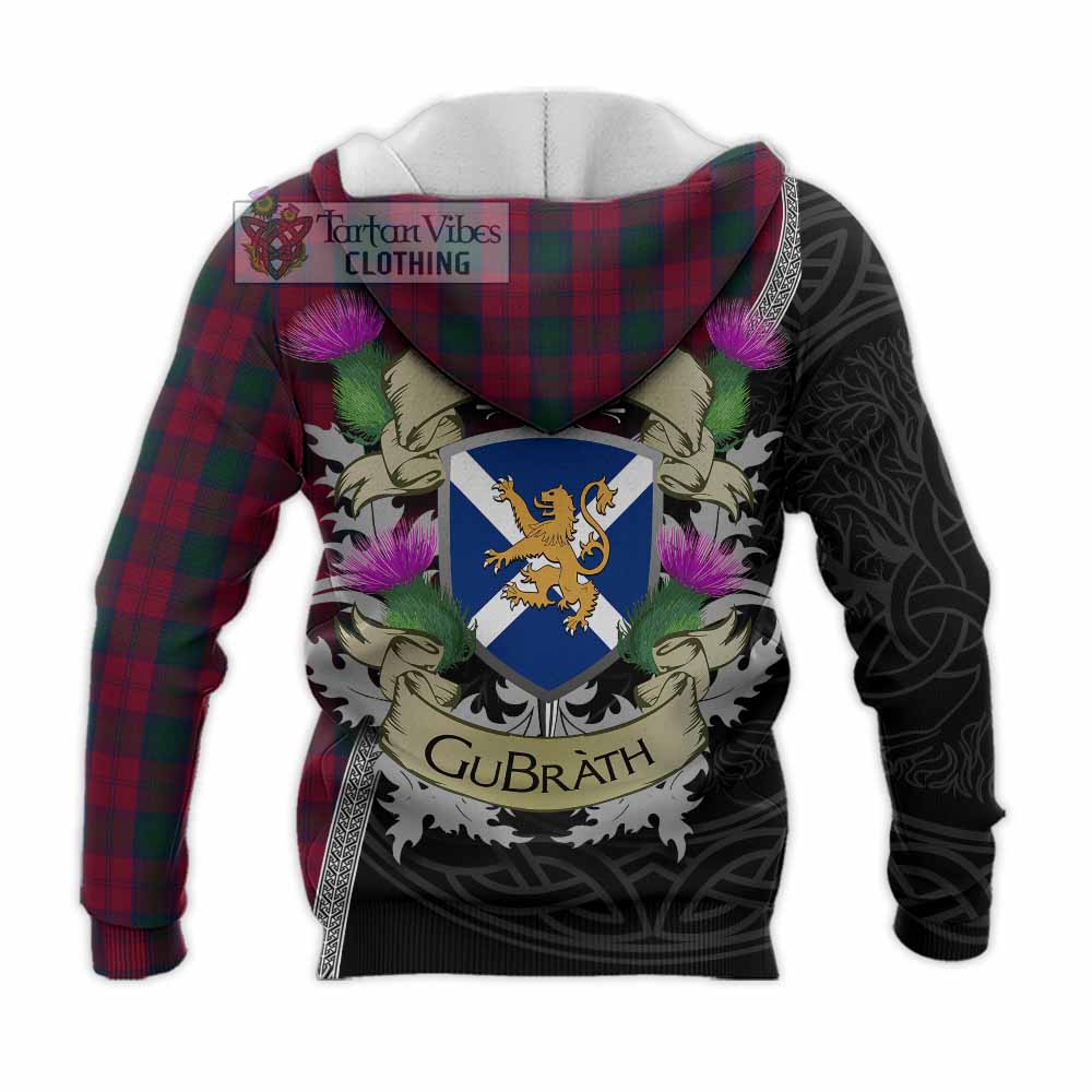 Tartan Vibes Clothing Lindsay Tartan Family Crest Knitted Hoodie Lion Rampant Royal Thistle Shield Celtic Inspired