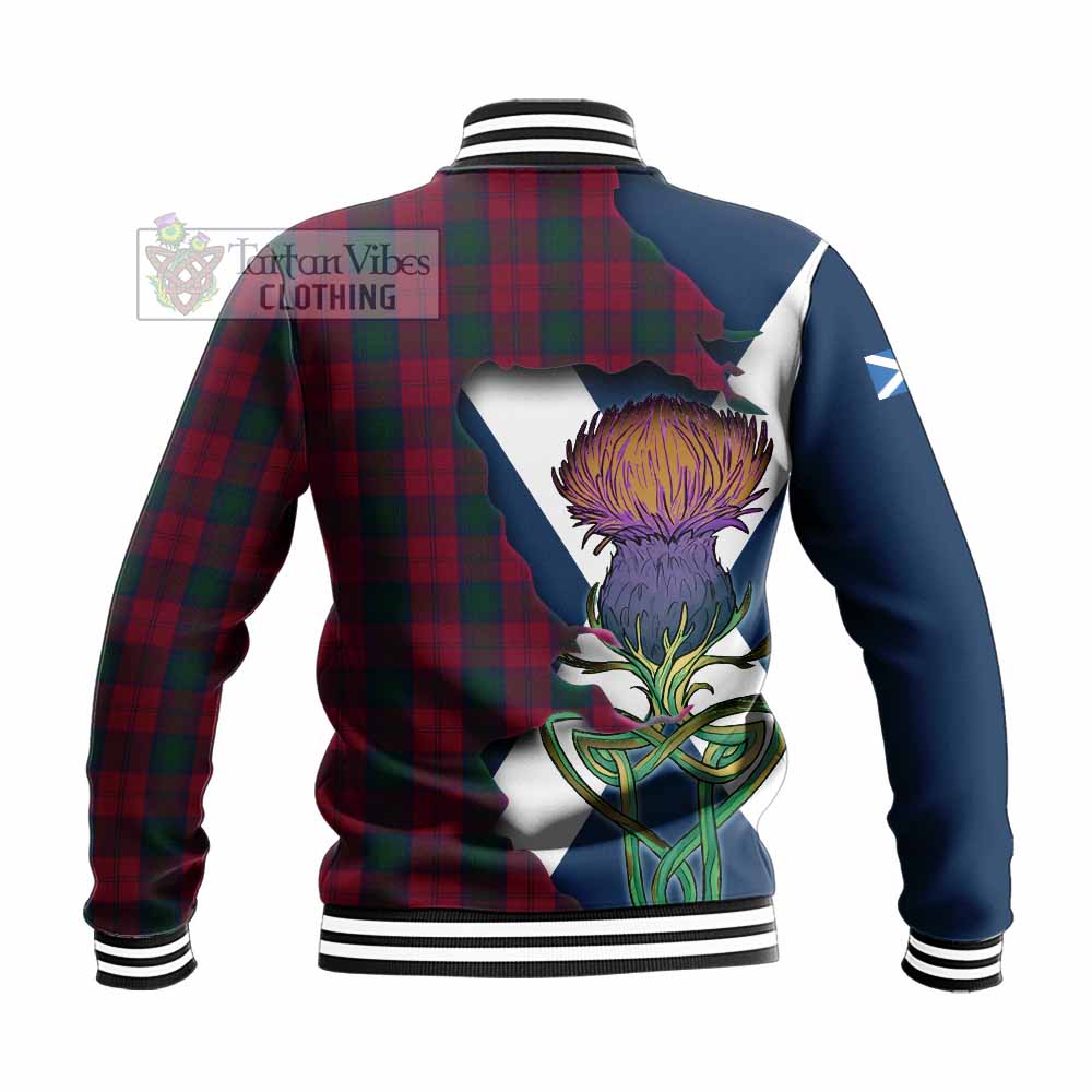 Tartan Vibes Clothing Lindsay Tartan Family Crest Baseball Jacket Scottish Thistle Celtic Inspired